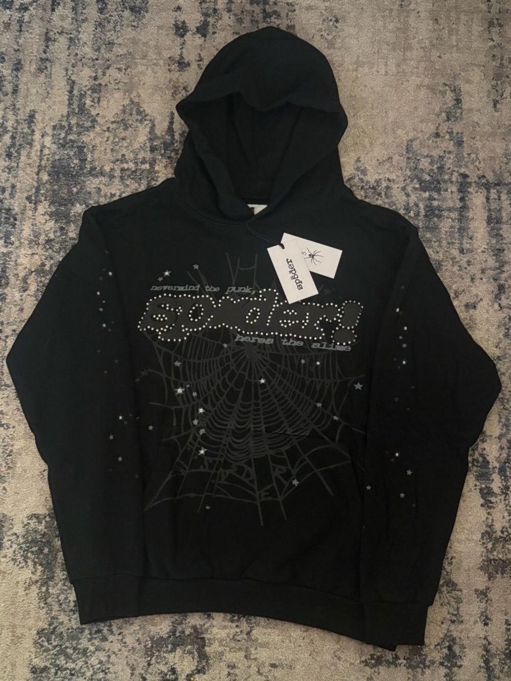 Sprayground Black Studded Spider Web Hoodie